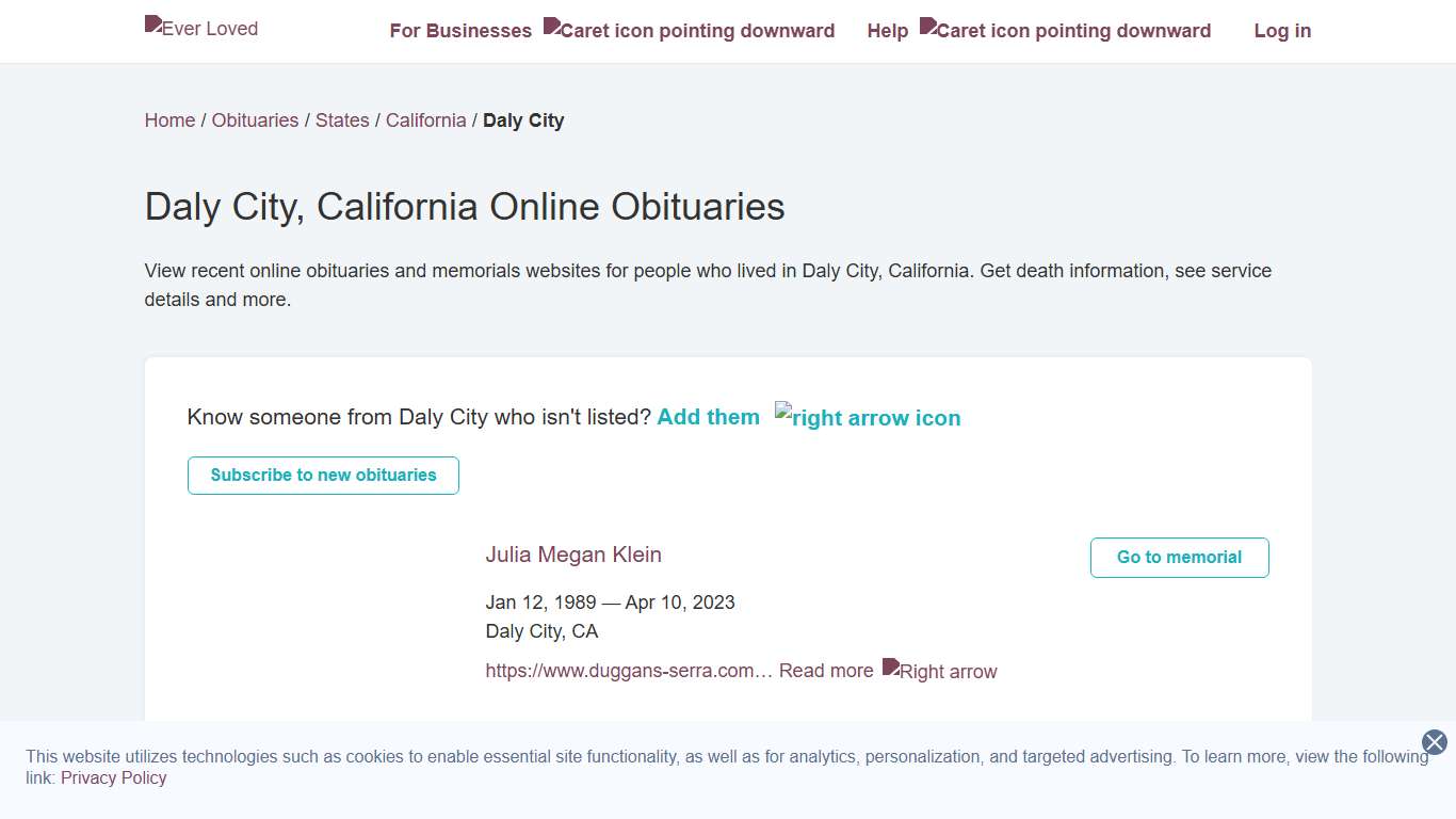 Daly City, California Online Obituaries Ever Loved